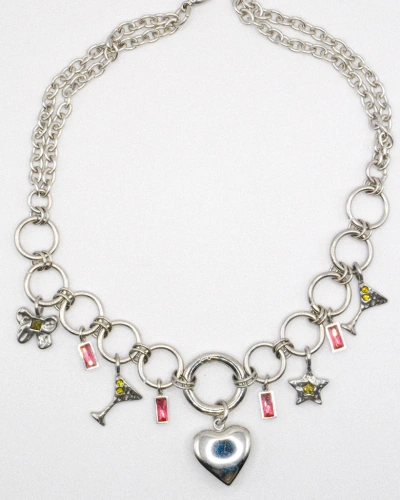 Miniature du produit Collier “Party Girl” – Charms cœur & cocktail en acier argenté #2