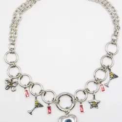 Miniature du produit Collier “Party Girl” – Charms cœur & cocktail en acier argenté #2