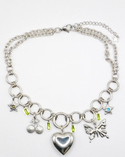 Miniature du produit Collier "Back to spring" - Chaîne argentée et pendentifs #2