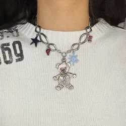 Miniature du produit Collier "Teddy's mama" - pièce unique avec charms ourson argenté #4
