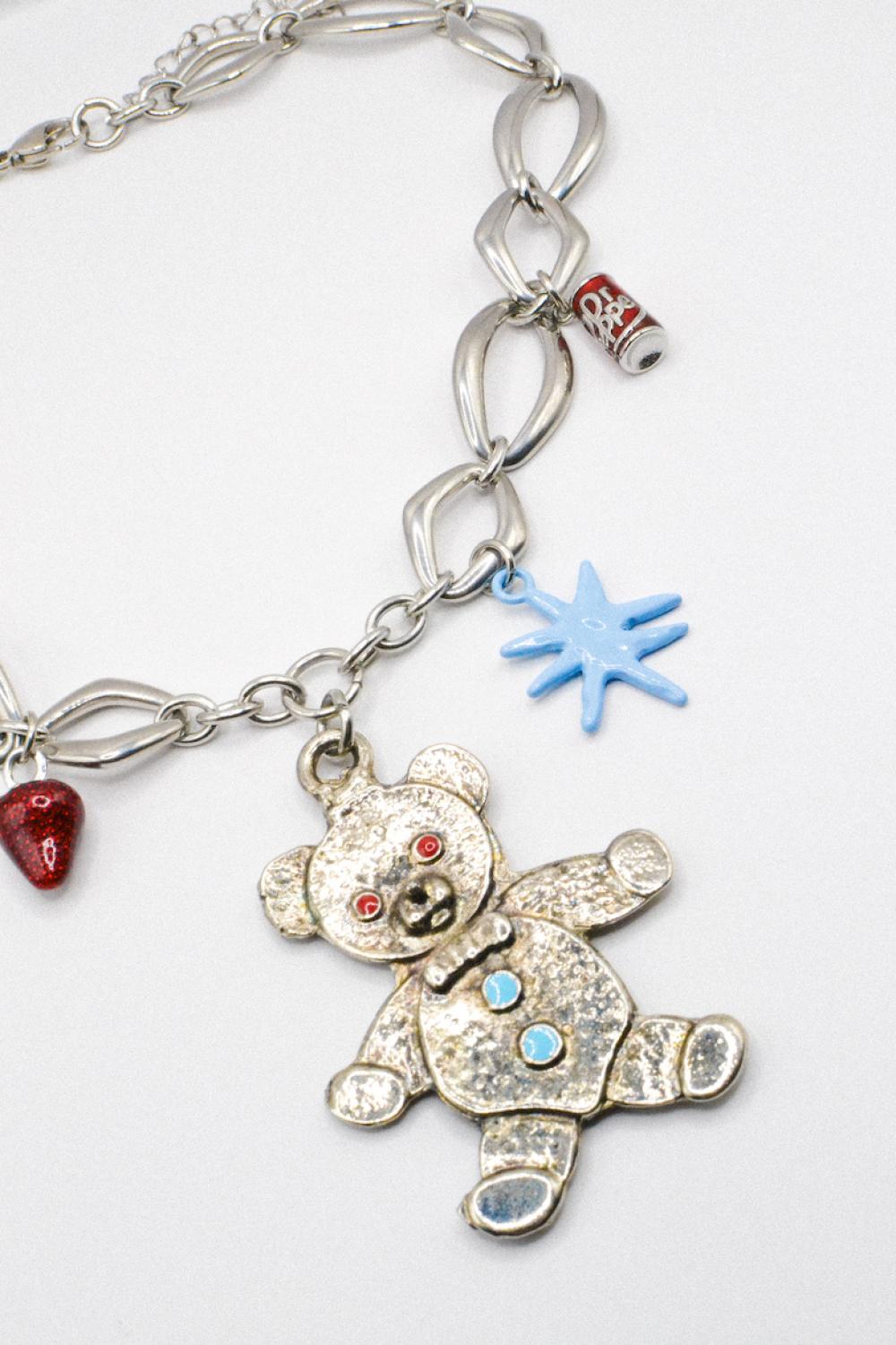 Photo du bijoux :  Collier "Teddy's mama" - pièce unique avec charms ourson argenté #6