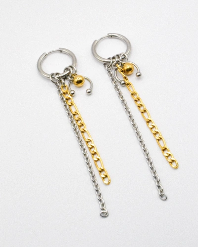 Miniature du produit Boucles d'oreilles "Chain attitude" - mix doré et argenté #2