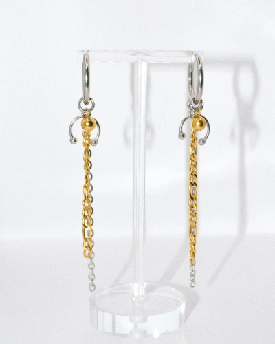 Miniature du produit Boucles d'oreilles "Chain attitude" - mix doré et argenté #3