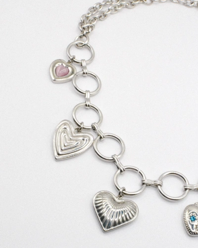 Miniature du produit Collier "Crush Me Not" - acier inoxydable charms coeurs  #2