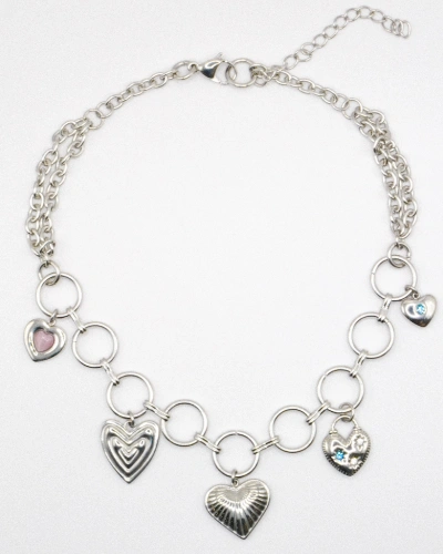 Miniature du produit Collier "Crush Me Not" - acier inoxydable charms coeurs  #3